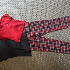 Tommy Hilfiger Red Plaid Pants & blue/red tops